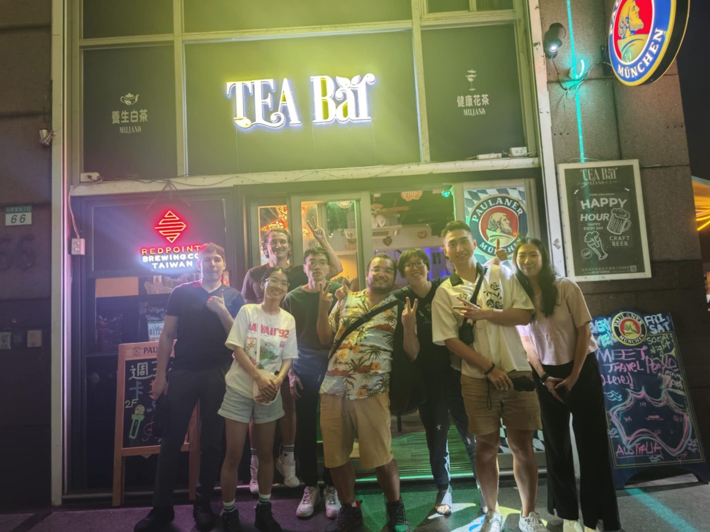 The Saturday group outside Tea Bar in Da'an District, Taipei